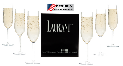 LAURANT Plastic Champagne Flutes Crystal Clear Premium TRITAN Plastic Unbreakable Shatterproof Scratch Resistant Dishwasher-Safe Reusable BPA-free Picnics Pool Weddings (Made in USA) (6.25 oz-6 Pack)